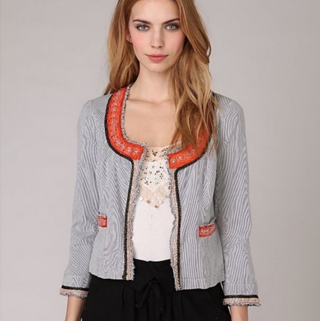 Free People Striped Sequined Jacket